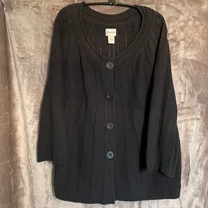 NWT Chico’s Size 3 (16) Sara Beth 3/4 sleeve Cardigan 100% Cotton Hand Wash Cold